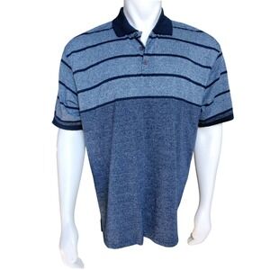 Red Rhino Mens XL Polo Shirt Blue Navy Striped Short Sleeve Cotton Blend Casual